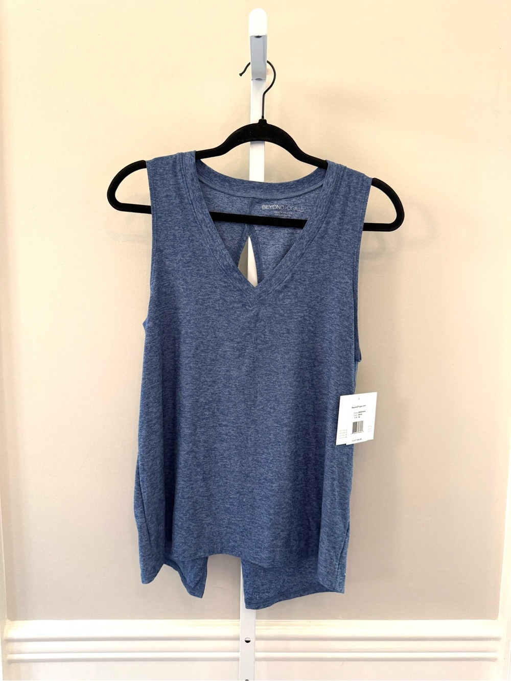 Beyond Yoga All About It Split Back Tank Heather Blue Gray NWT Size M